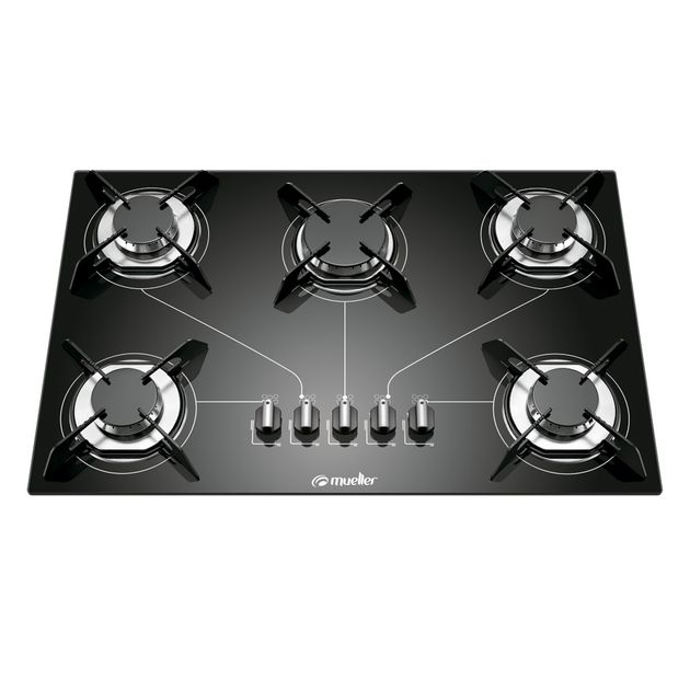 Cooktop 5 Bocas Mueller Preto - Gás Bivolt - 601087003