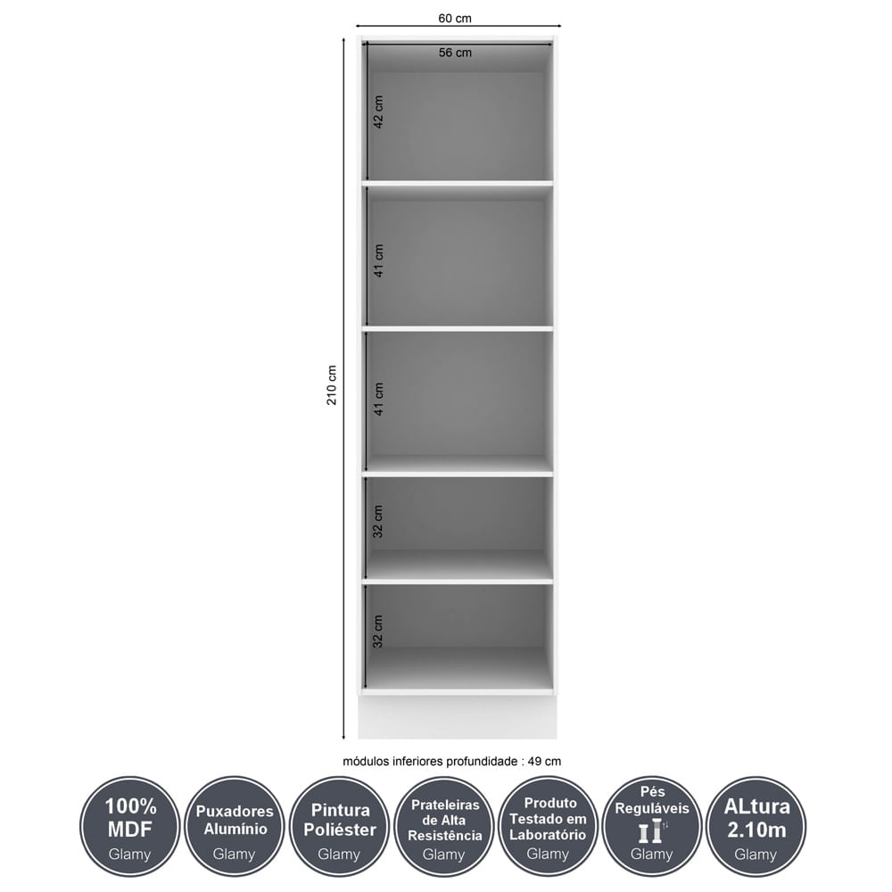 Paneleiro 2 Portas 60cm Glamy Direito Esquerdo Rustic Com Branco Paneleiro 2 Portas 60cm Glamy Direito Esquerdo Rustic Com Branco