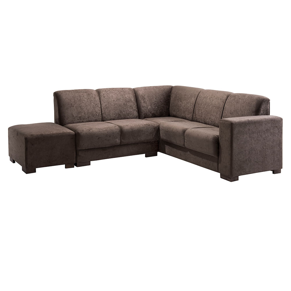 Sofá De Canto 5 Lugares Com Puff Jupter Ac 02 Suede Marrom Arte 3601900 01
