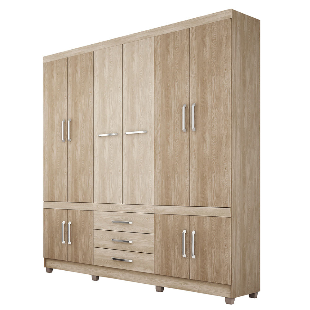 Guarda Roupa 10 Portas E 3 Gavetas Murano Nogal Com Navilla Touch Guarda Roupa 10 Portas E 3 Gavetas Murano Nogal Com Navilla Touch