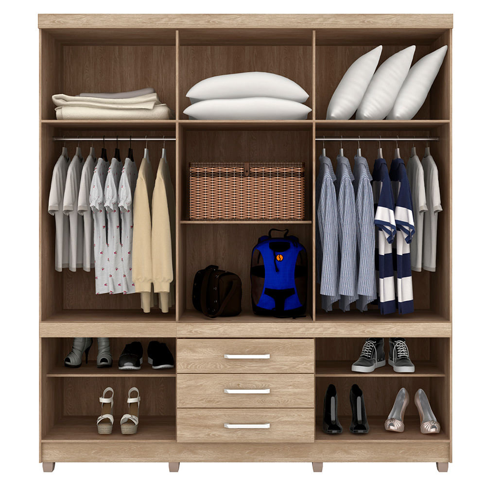Guarda Roupa 10 Portas E 3 Gavetas Murano Nogal Com Navilla Touch Guarda Roupa 10 Portas E 3 Gavetas Murano Nogal Com Navilla Touch